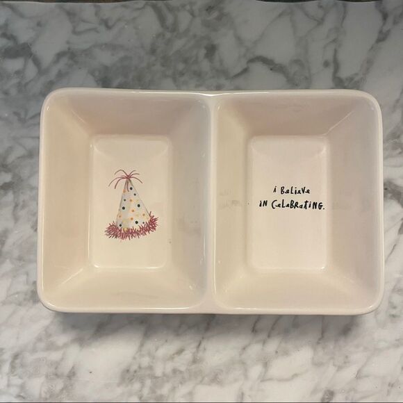 Rae Dunn I Believe in Celebrating Divided Dish - Picture 1 of 5